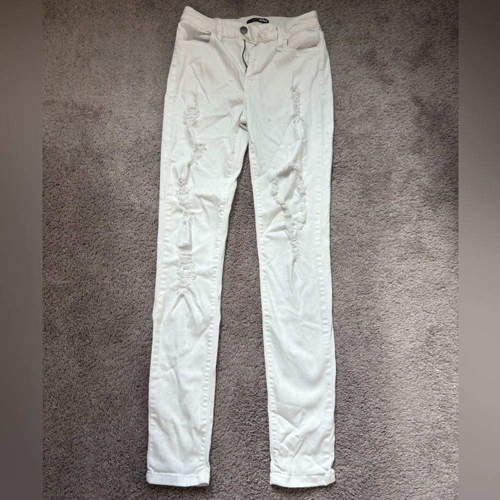 Fashion Nova White Ripped Skinny Jeans